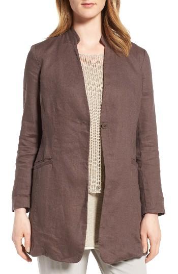 Women's Eileen Fisher Organic Linen Jacket, Size - Brown