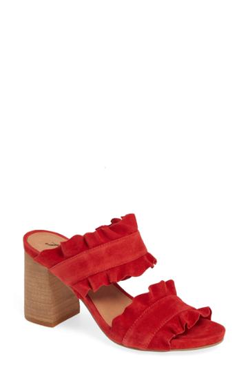 Women's Free People Rosie Ruffle Slide Sandal Us / 37eu - Red