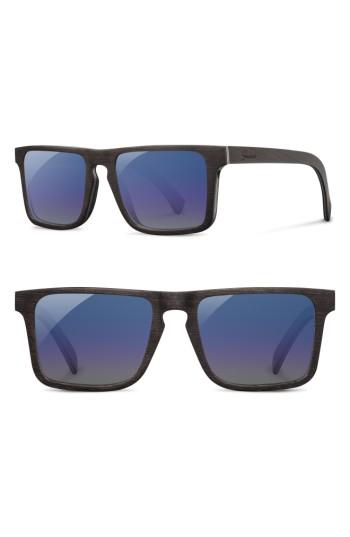 Men's Shwood Govy 2 53mm Polarized Wood Sunglasses - Dark Walnut/ Blue