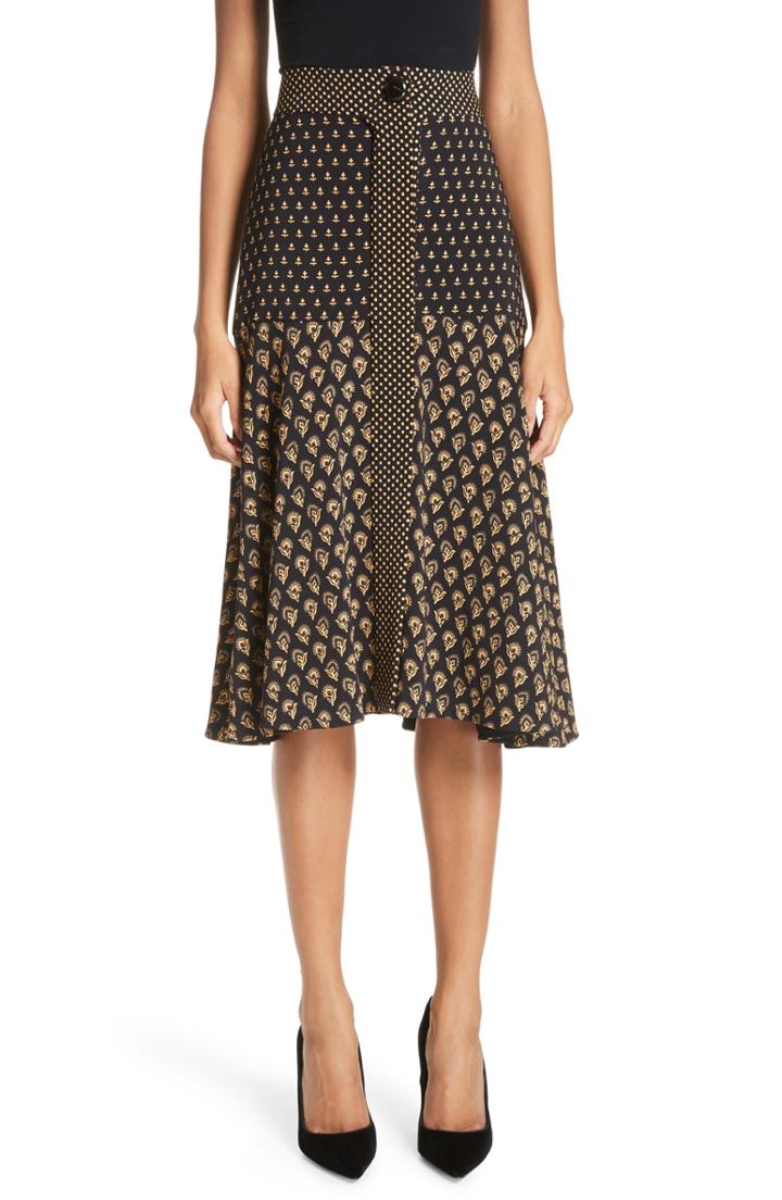 Women's Proenza Schouler Mixed Print Crepe Midi Skirt