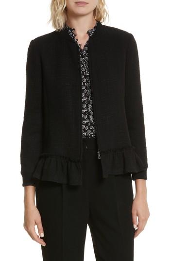 Women's Rebecca Taylor Textured Tweed Jacket - Black