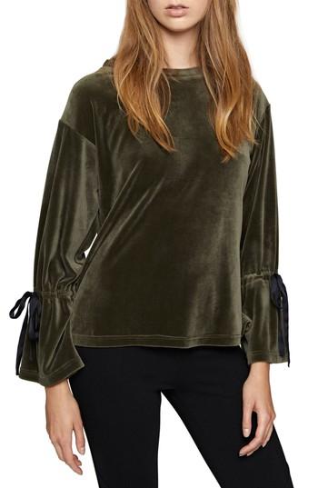 Women's Sanctuary Tierney Tie Sleeve Velour Top - Green