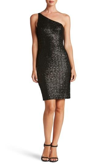 Women's Dress The Population Cher One-shoulder Sequin Body-con Dress - Black