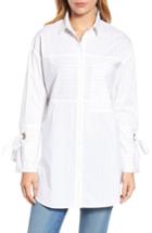 Women's Halogen Pocket Detail Stripe Tunic Top - White