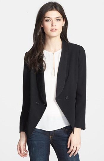 Chelsea28 Satin Lapel Fitted Blazer