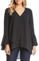 Women's Karen Kane Slit Sleeve High/low Top - Black