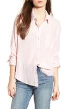 Women's Socialite Raw Hem Shirt - Pink