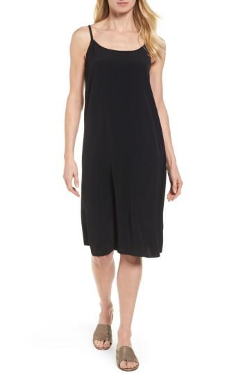 Women's Eileen Fisher Midi Slipdress, Size - Black