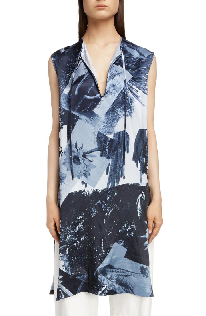 Women's Y's By Yohji Yamamoto Print Sleeveless Tunic - Black