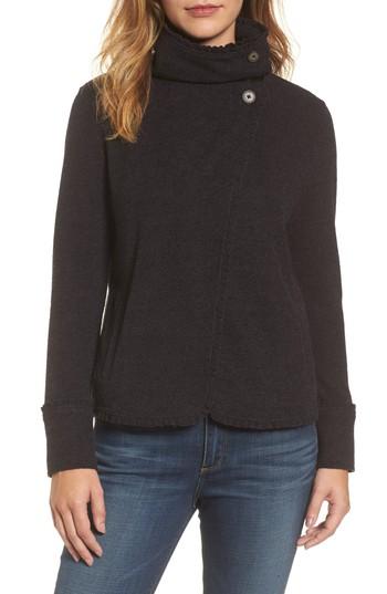 Women's Caslon Ruffle Trim Knit Jacket, Size - Black