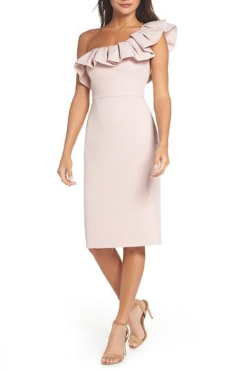 Women's Ever New One-shoulder Ruffle Sheath Dress - Pink