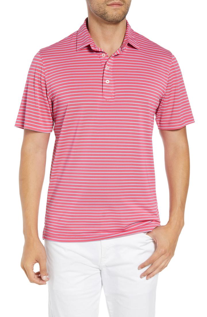 Men's Johnnie-o Myers Regular Fit Stripe Prep-formance Polo - Pink