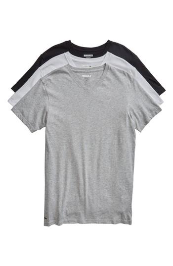 Men's Lacoste Assorted 3-pack Supima Cotton V-neck T-shirts - Black