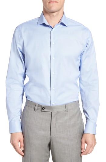 Men's Calibrate Trim Fit Non-iron Stretch Dress Shirt .5 34/35 - Blue