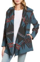 Women's Dylan Lodge Geo Print Hooded Blanket Jacket - Blue