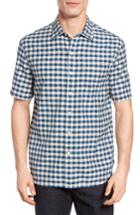 Men's Tommy Bahama Checka Colada Original Fit Short Sleeve Sport Shirt - Blue