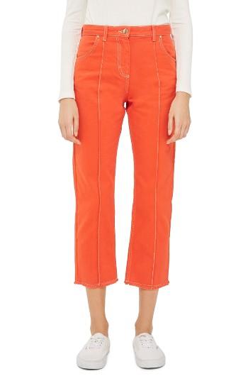 Women's Topshop Boutique Seam Front Crop Jeans Us (fits Like 0) X - Red