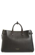 Burberry Large Banner - Derby House Check Calfskin Leather Tote - Black