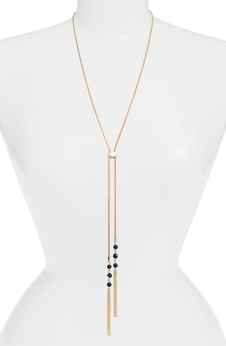 Women's Halogen Resin Stone Tassel Bolo Necklace