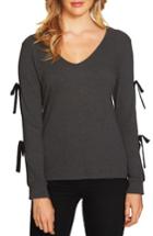Women's Cece V-neck Ribbed Knit Top, Size - Grey
