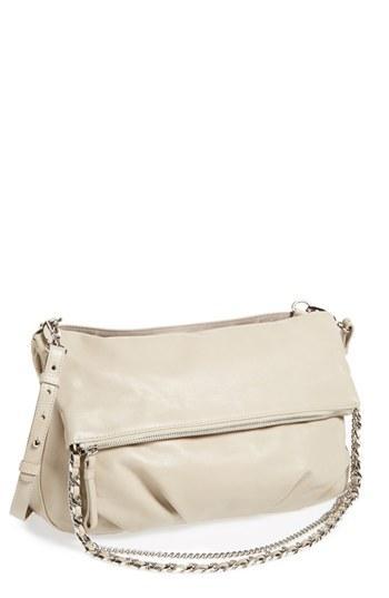 Trouve Foldover Leather Crossbody Bag Stone