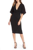 Women's Topshop Textured Plunge Midi Dress Us (fits Like 2-4) - Black