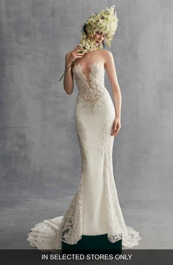 Women's Ines By Ines Di Santo Azalea Lace & Stretch Crepe Gown, Size In Store Only - Ivory
