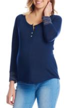 Women's Everly Grey Amelia Maternity/nursing Henley - Blue