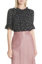 Women's Kate Spade New York Scatter Dot Ruffle Top, Size - Black