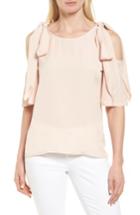 Petite Women's Halogen Bow Detail Cold Shoulder Top P - Pink