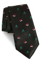 Men's Nordstrom Men's Shop Santa's Skull Silk Tie, Size - Black
