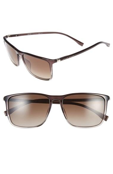 Men's Boss 57mm Retro Sunglasses - Brown/ Brown Gradient