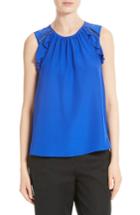 Women's Kate Spade New York Ruffle Shoulder Silk Top, Size - Blue