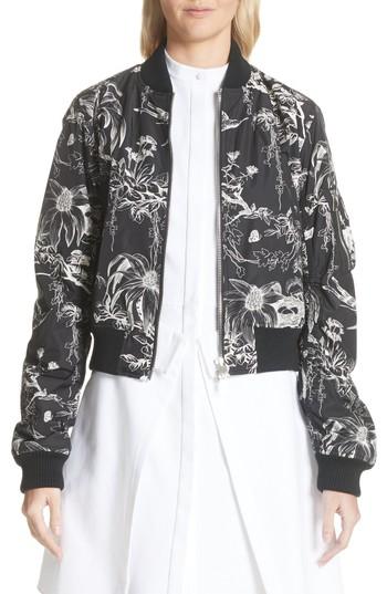 Women's Alexander Mcqueen Floral Print Bomber Jacket Us / 40 It - Black