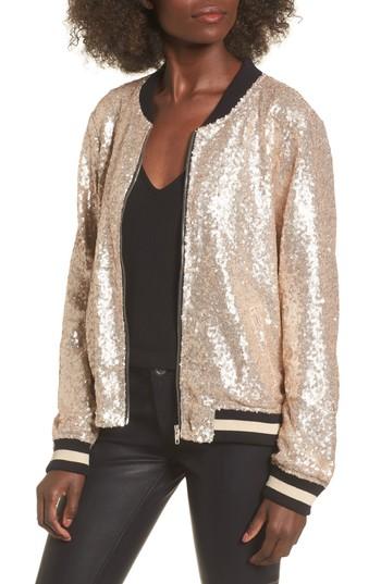 Women's Lost + Wander Haute Matte Sequin Bomber - Metallic