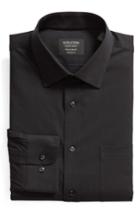Men's Nordstrom Men's Shop Tech-smart Traditional Fit Stretch Pinpoint Dress Shirt - 32/33 - Black