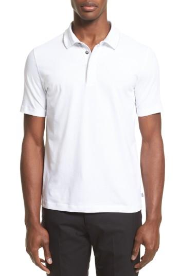 Men's Armani Collezioni Tipped Stretch Cotton Polo, Size - White