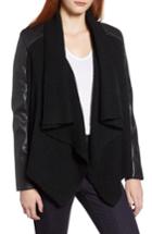 Women's Bagatelle Faux Leather And Knit Drape Jacket - Black