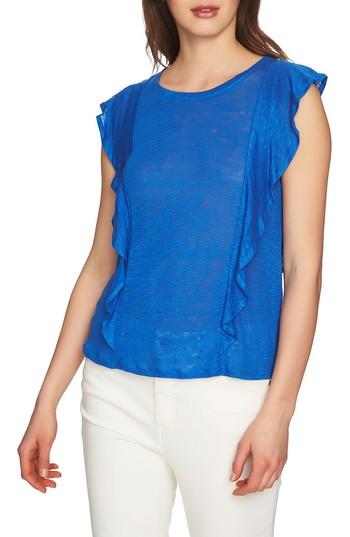 Women's 1.state Ruffle Linen Top - Blue