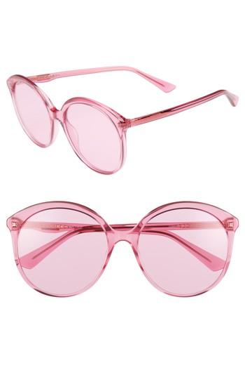 Women's Gucci 59mm Round Sunglasses - Fuchsia