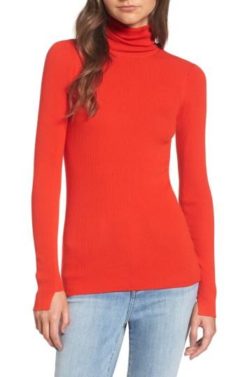 Women's Treasure & Bond X Something Navy Turtleneck Sweater - Red