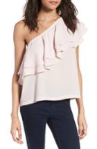 Women's Chelsea28 Ruffle One-shoulder Crepe Top, Size - Pink