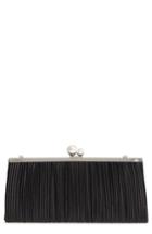 Nina Anella Pleated Satin Frame Clutch - Black