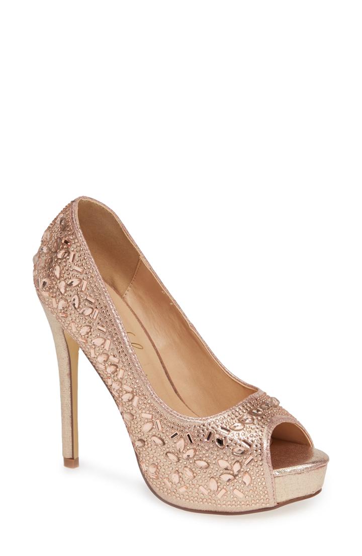 Women's Lauren Lorraine Candy 3 Embellished Platform Pump .5 M - Pink