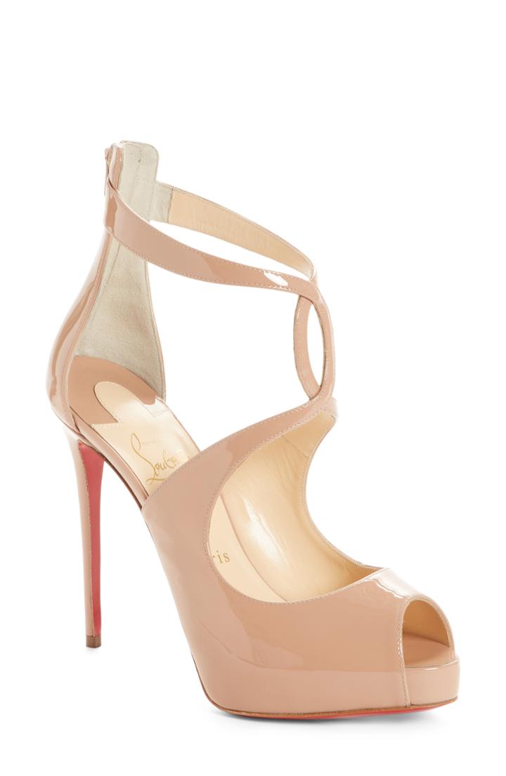 Women's Christian Louboutin Rosie Peep Toe Pump Us / 36eu - Beige