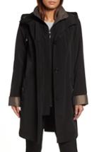 Women's Gallery A-line Raincoat With Detachable Hood & Liner - Black