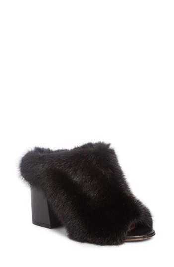 Women's Givenchy Paris Genuine Mink Fur Mule Eu - Black