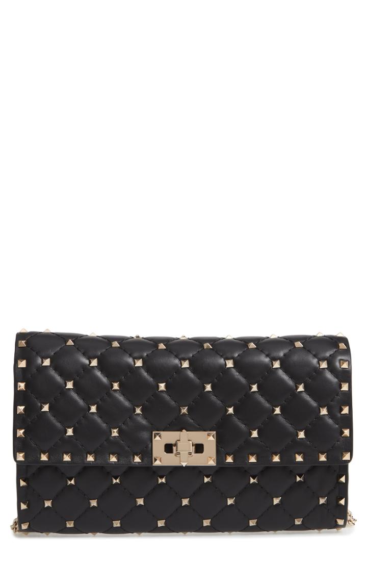 Valentino Garavani Rockstud Matelasse Quilted Leather Crossbody Bag - Black