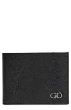Men's Salvatore Ferragamo 'ten Forty One' Bifold Textured Leather Wallet - Black