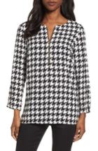 Women's Chaus Zip Front Houndstooth Blouse - Ivory